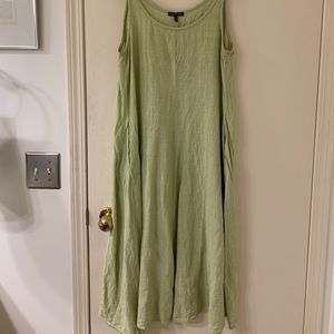 EUC Eileen Fisher Sage Green Linen Maxi Dress